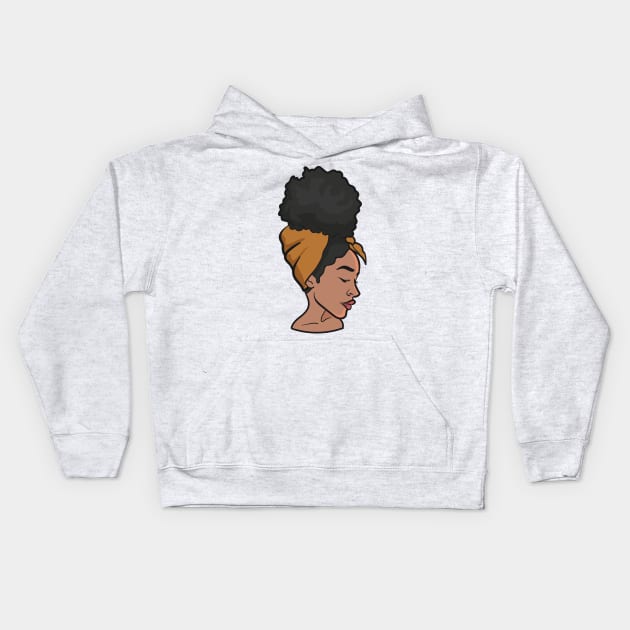 Beautiful Afro Queen in Headwrap Kids Hoodie by NaturallyBlack